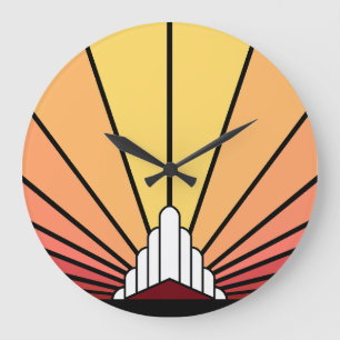 Art deco sun in dawn Wall Clock