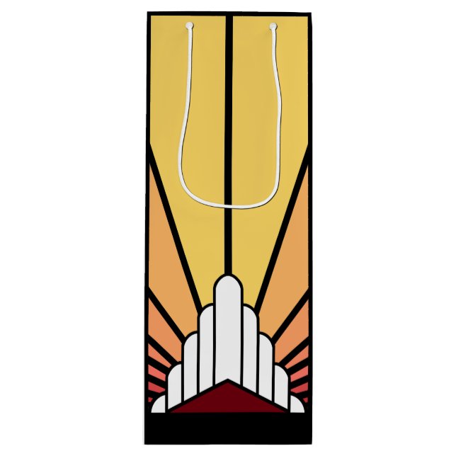 Art deco sun in dawn wine gift bag (Front)
