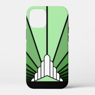 Art deco sun in green iPhone 12 mini case