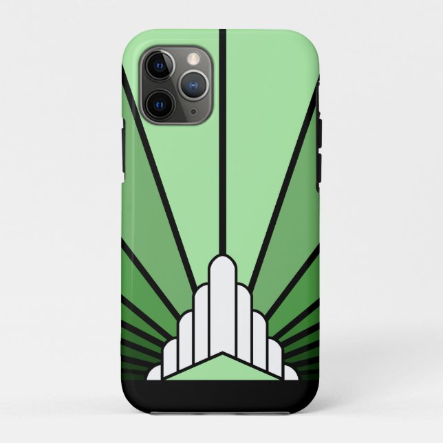 Art deco sun in green Case-Mate iPhone case (Back)