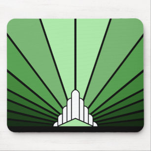 Art deco sun in green mouse pad