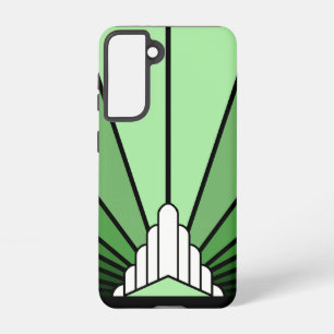 Art deco sun in green samsung galaxy case