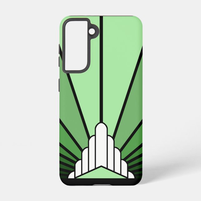 Art deco sun in green samsung galaxy s21 case (Back)
