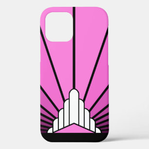 Art deco sun in pink iPhone 12 case