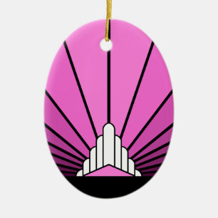 Art deco sun in pink ceramic tree decoration