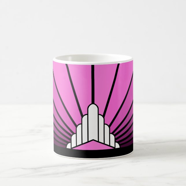 Art deco sun in pink coffee mug (Center)