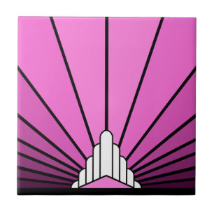 Art deco sun in pink tile