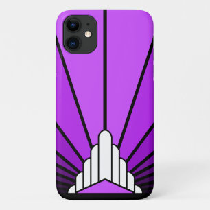 Art deco sun in purple Case-Mate iPhone case