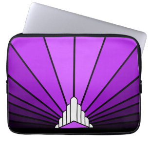 Art deco sun in purple laptop sleeve