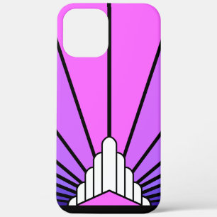 Art deco sun in purple & pink iPhone 12 pro max case