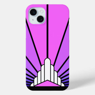Art deco sun in purple & pink iPhone 15 mini case