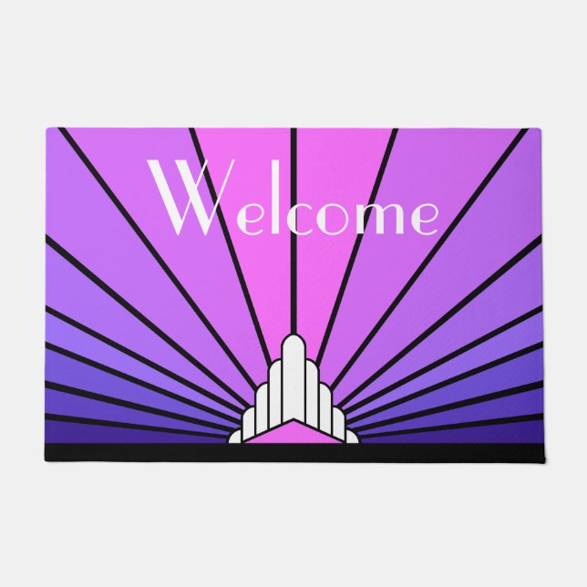 Art deco sun in purple & pink doormat (Front)