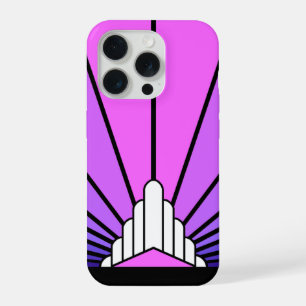 Art deco sun in purple & pink iPhone 15 pro case