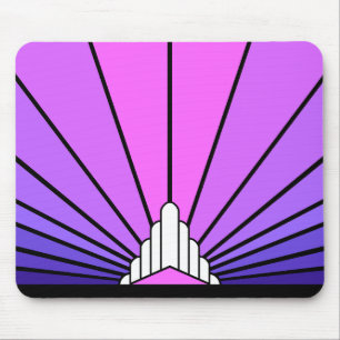 Art deco sun in purple & pink mouse pad