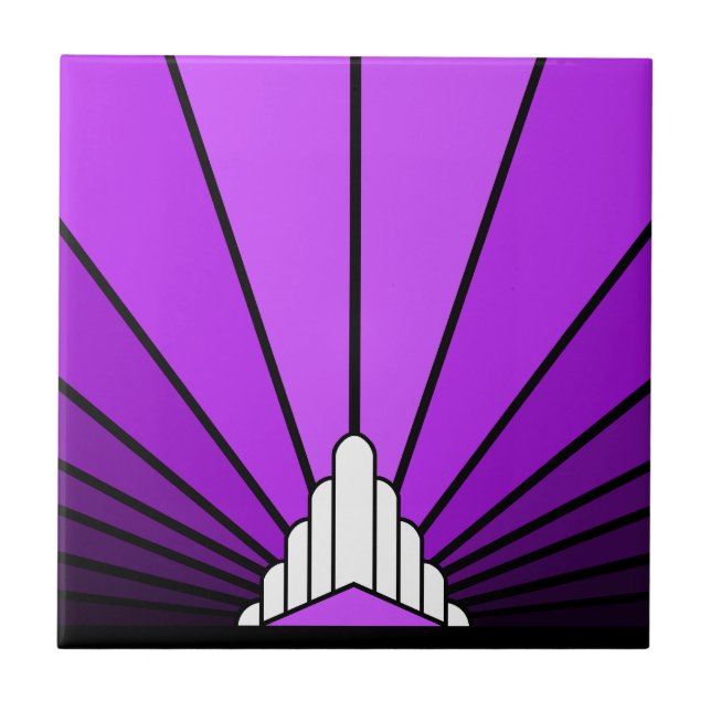 Art deco sun in purple tile (Front)