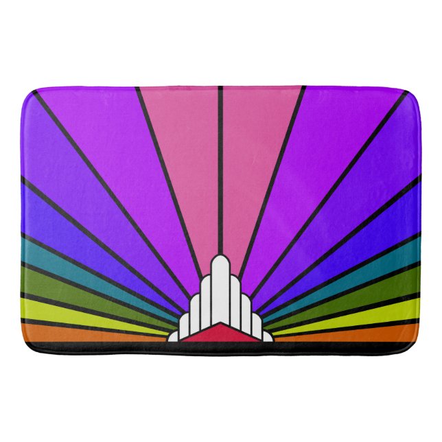 Art deco sun in rainbow bath mat (Front)