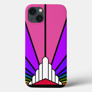 Art deco sun in rainbow iPhone 13 case