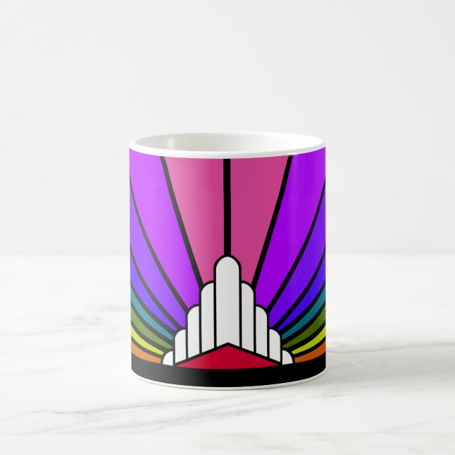 Art deco sun in rainbow coffee mug (Center)