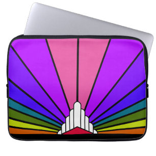 Art deco sun in rainbow laptop sleeve