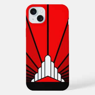 Art deco sun in red iPhone 15 plus case