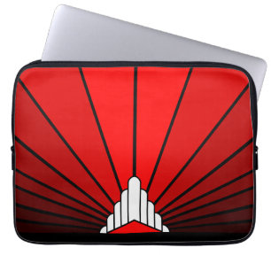 Art deco sun in red laptop sleeve