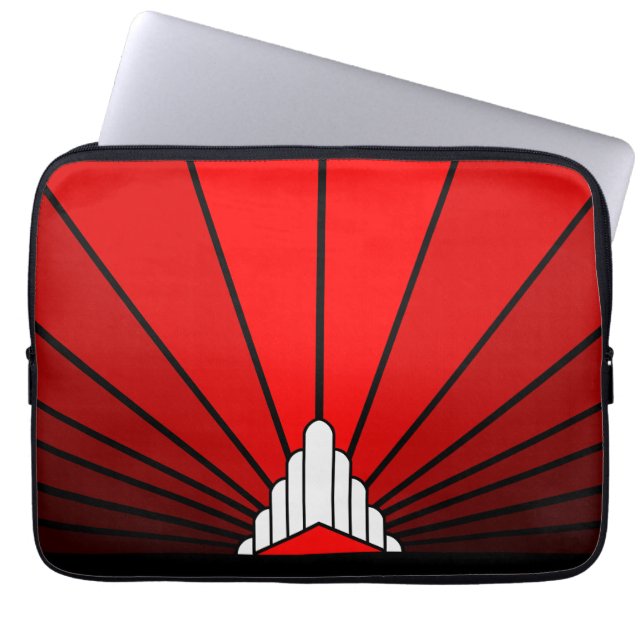 Art deco sun in red laptop sleeve (Front)