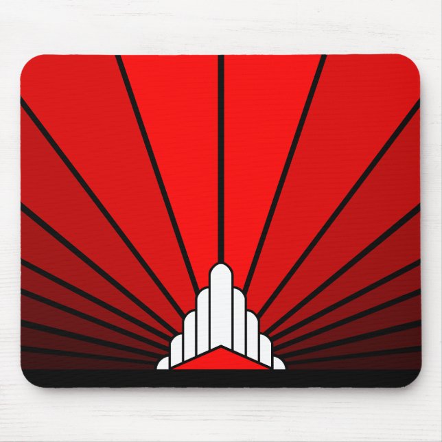 Art deco sun in red mouse pad (Front)