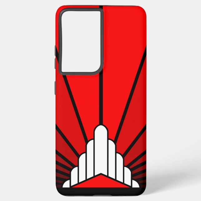 Art deco sun in red samsung galaxy s21+ case (Back)
