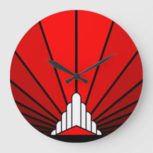 Art deco sun in red Wall Clock