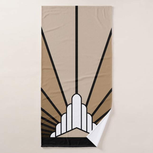 Art deco sun in tan bath towel set (Bath Towel)