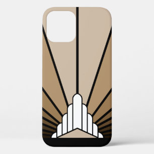 Art deco sun in tan iPhone 12 case