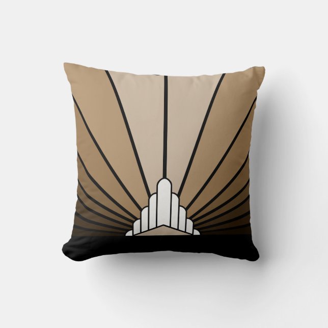 Art deco sun in tan cushion (Front)