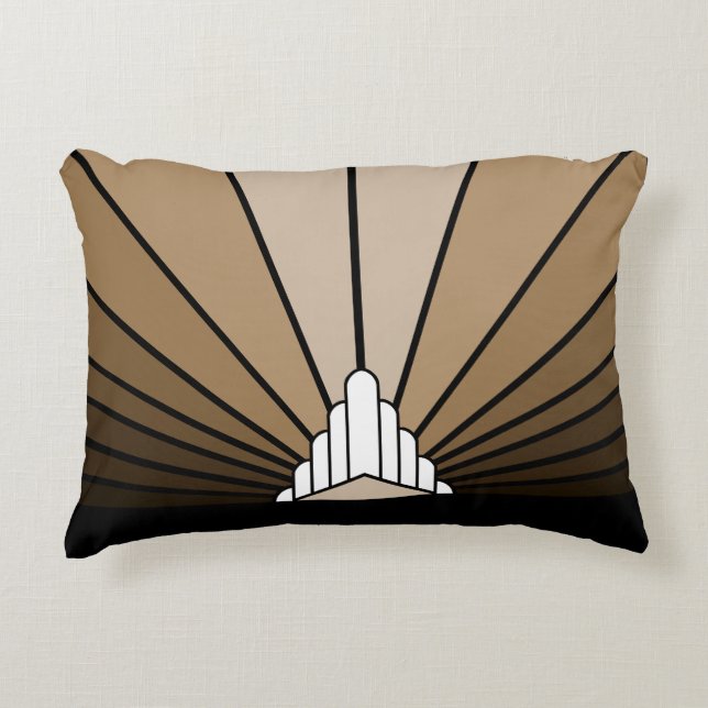 Art deco sun in tan decorative cushion (Front)
