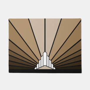Art deco sun in tan  doormat