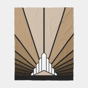 Art deco sun in tan fleece blanket