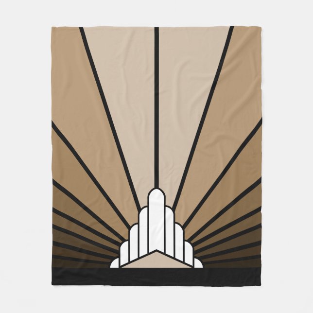 Art deco sun in tan fleece blanket (Front)