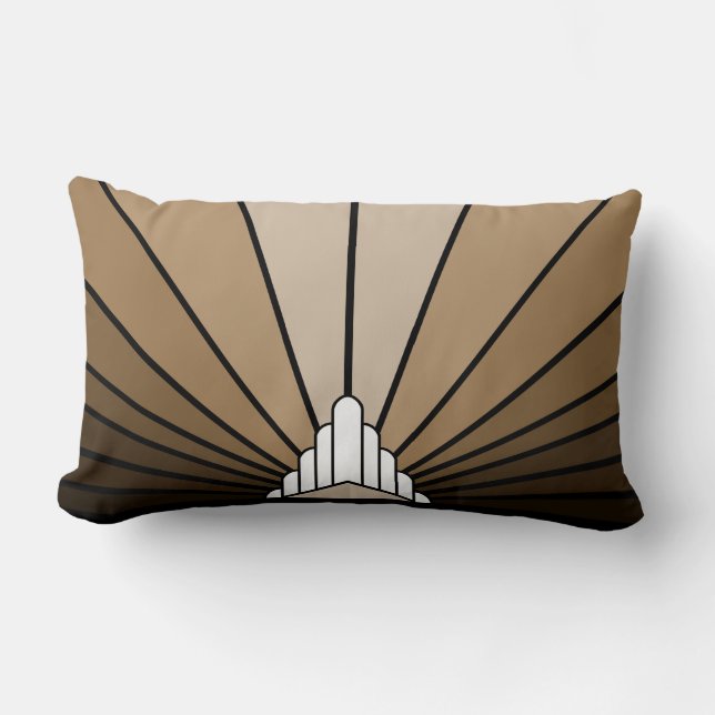 Art deco sun in tan lumbar cushion (Front)