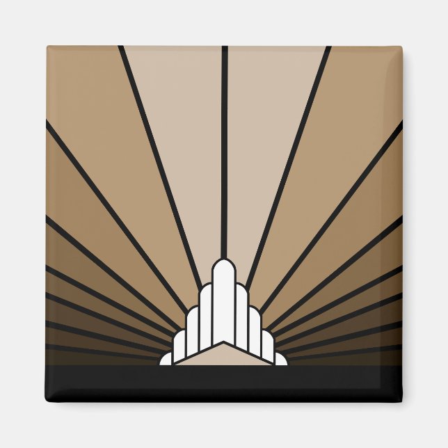 Art deco sun in tan magnet (Front)