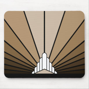 Art deco sun in tan mouse pad