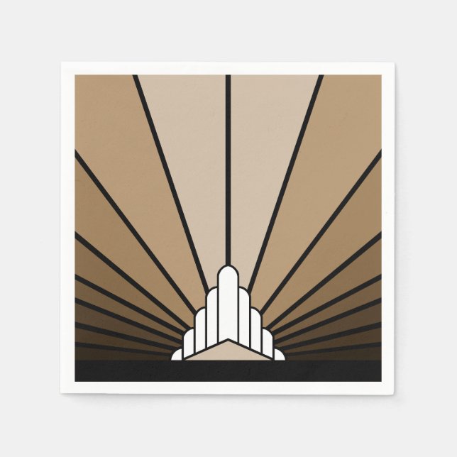 Art deco sun in tan napkin (Front)