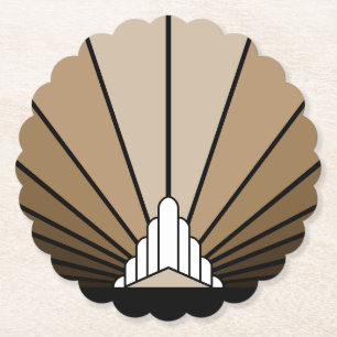 Art deco sun in tan paper coaster