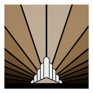 Art deco sun in tan poster