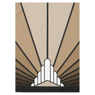 Art deco sun in tan tablecloth