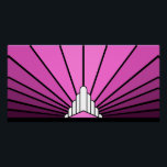 Art deco sun pink poster<br><div class="desc">A classic art deco style sun pattern in pink. 

An iconic pattern of the sun rising from behind a stylized art deco shaped building. A simple yet elegant design,  true to the era.</div>