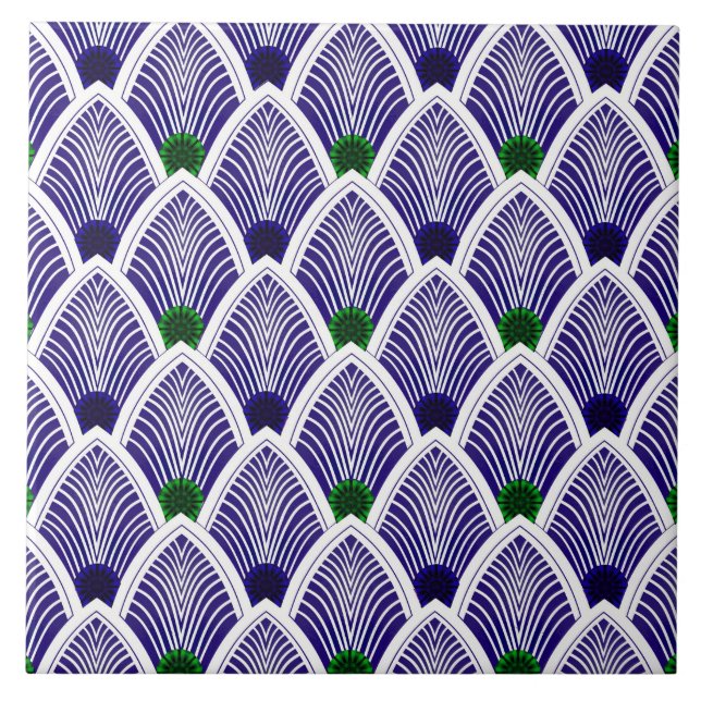 Art Deco Sunburst Fan in Cool Summer Purple Tile (Front)