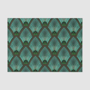 Art Deco Sunburst Fan in Metallic Green Tissue Paper