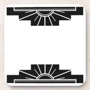Art Deco Sunburst in Black Coaster