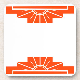 Art Deco Sunburst in Orange Coaster