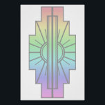 Art Deco Sunburst Pattern in Pastels Poster<br><div class="desc">Based on classic art deco shapes,  this sunburst pattern was recreated in gorgeous soft pastels</div>