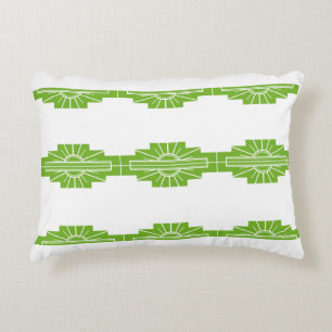 Art Deco Sunburst Pattern in White and Lime Decora Decorative Cushion